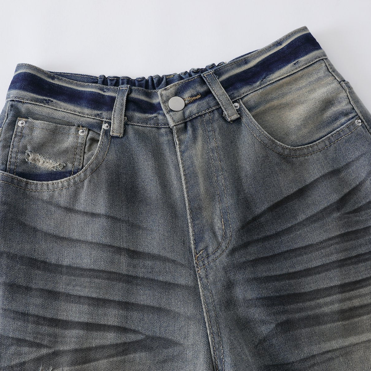 DAXUEN Wide-leg distressed denim pants