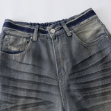 DAXUEN Wide-leg distressed denim pants