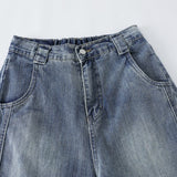 DAXUEN High-waisted wide-leg denim jeans in blue wash