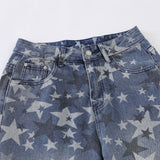 DAXUEN Wide-leg denim jeans with star print and distressed details