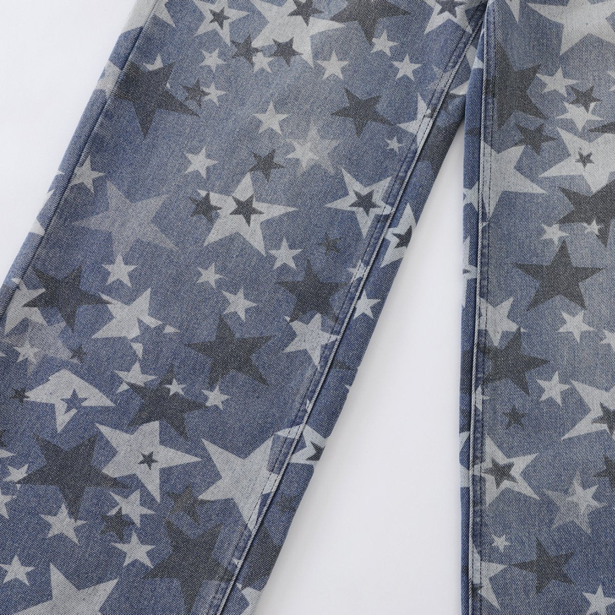 DAXUEN Wide-leg denim jeans with star print and distressed details