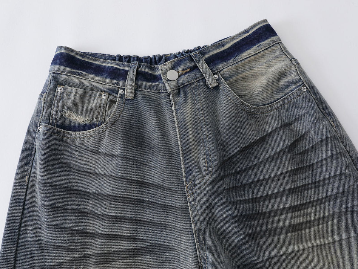 DAXUEN Wide-leg distressed denim pants