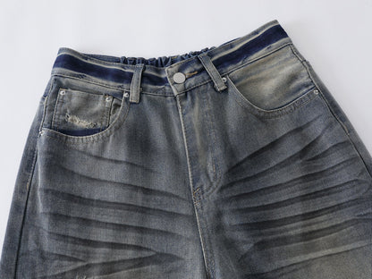DAXUEN Wide-leg distressed denim pants