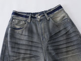 DAXUEN Wide-leg distressed denim pants