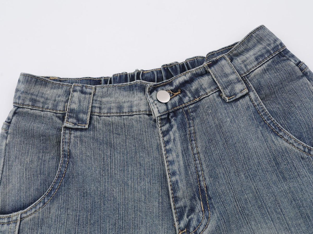 DAXUEN High-waisted wide-leg denim jeans in blue wash