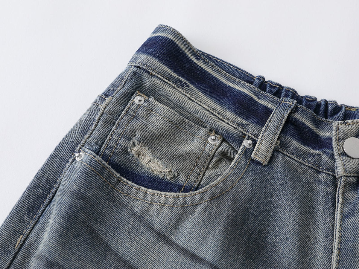DAXUEN Wide-leg distressed denim pants