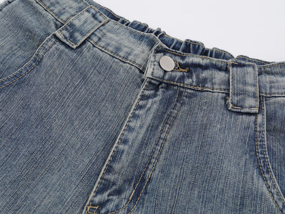 DAXUEN High-waisted wide-leg denim jeans in blue wash