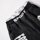 DAXUEN Distressed wide-leg sweatpants in black and grey