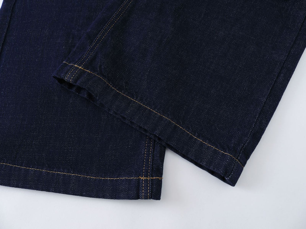 DAXUEN Wide-leg indigo blue jeans with contrast stitching