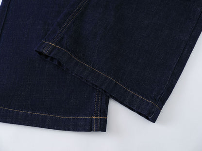 DAXUEN Wide-leg indigo blue jeans with contrast stitching