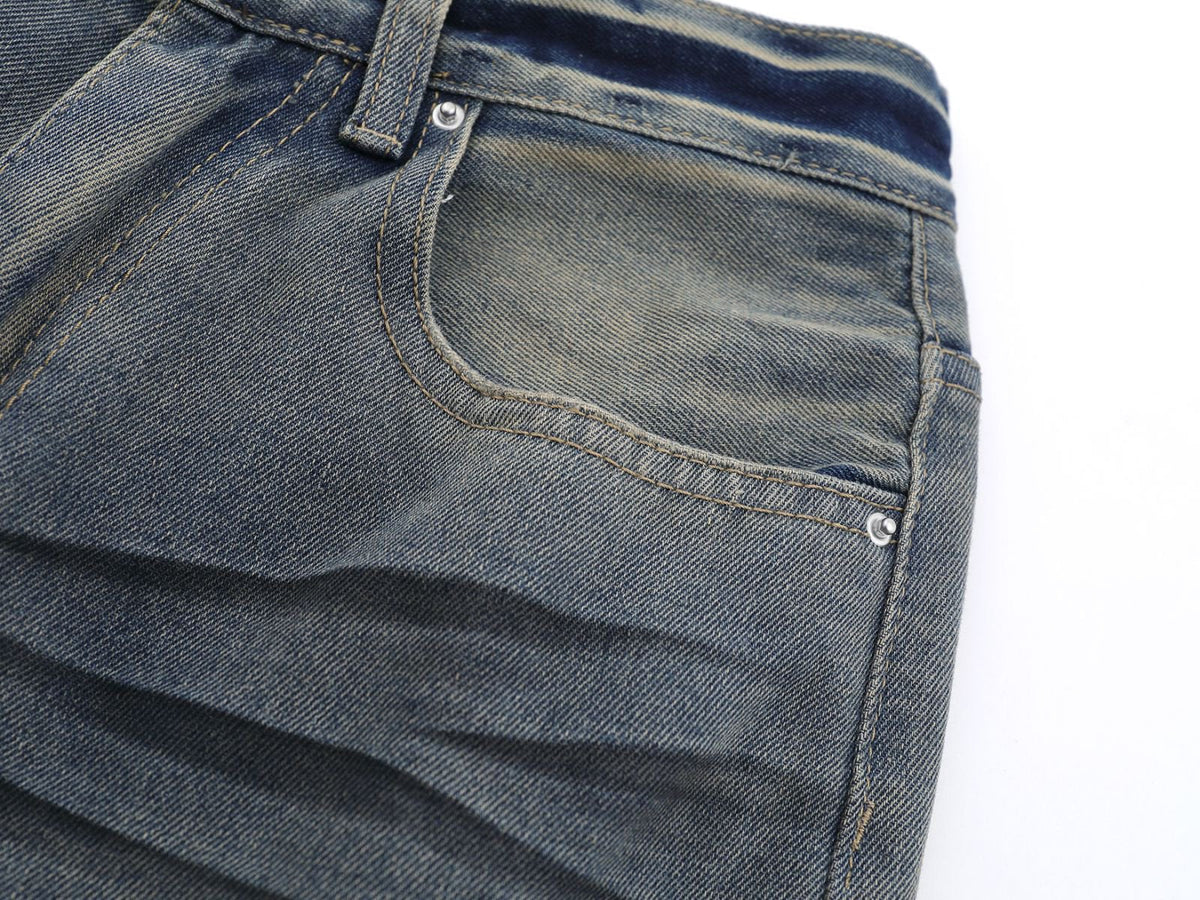 DAXUEN Wide-leg distressed denim pants