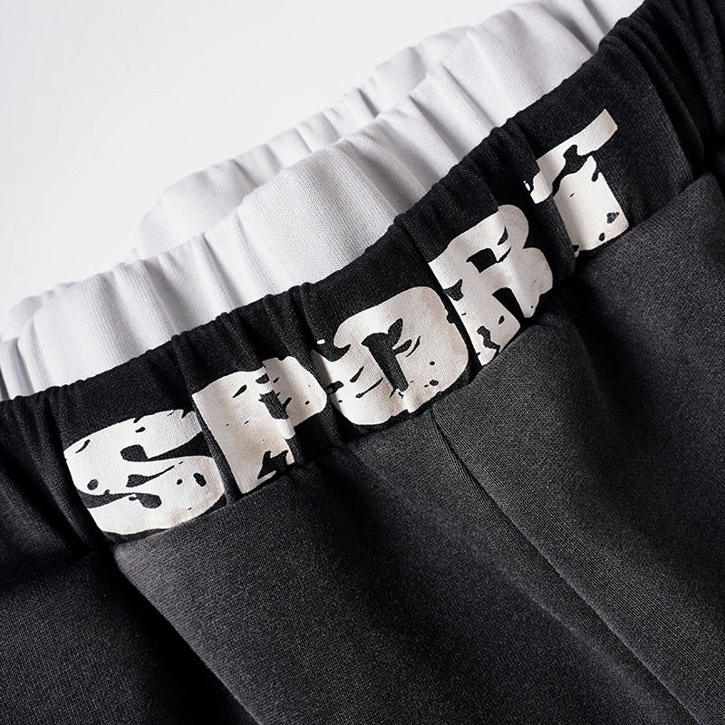 DAXUEN Distressed wide-leg sweatpants in black and grey