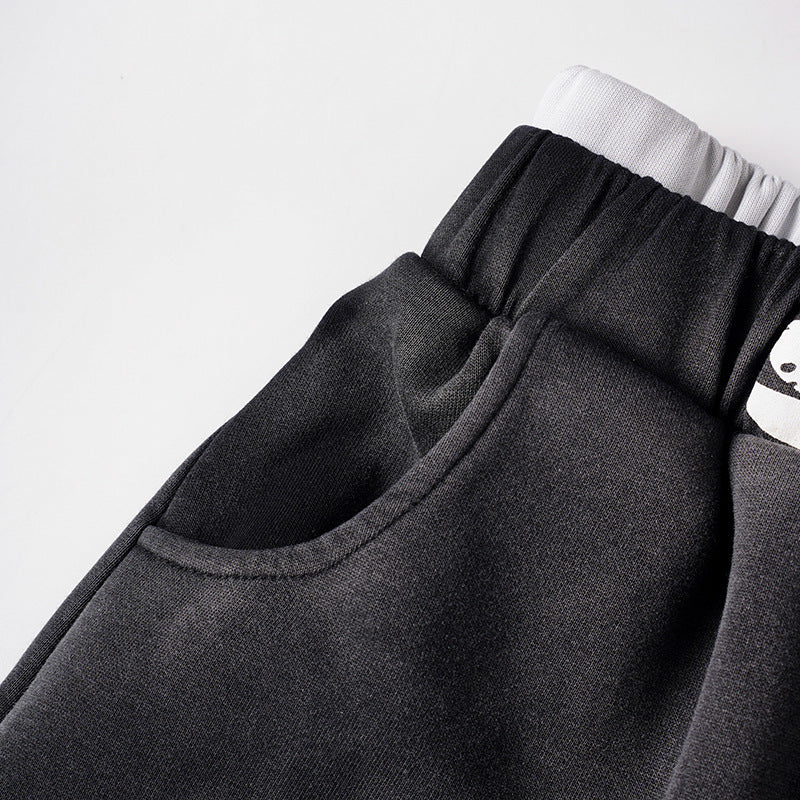 DAXUEN Distressed wide-leg sweatpants in black and grey