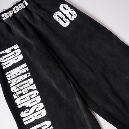 DAXUEN Distressed wide-leg sweatpants in black and grey