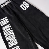 DAXUEN Distressed wide-leg sweatpants in black and grey