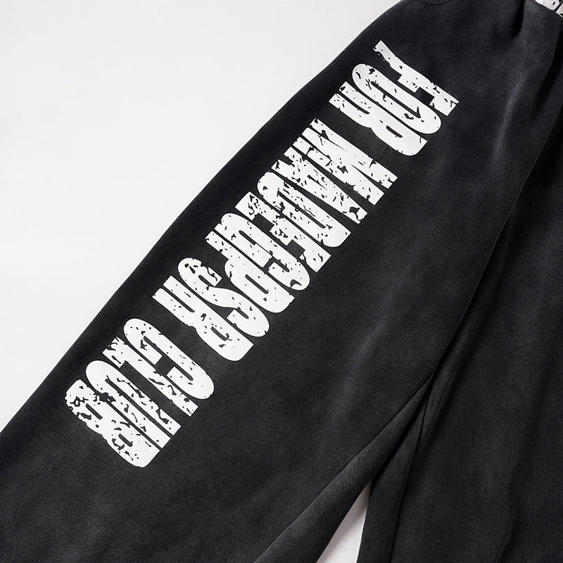 DAXUEN Distressed wide-leg sweatpants in black and grey
