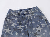 DAXUEN Wide-leg denim jeans with star print and distressed details