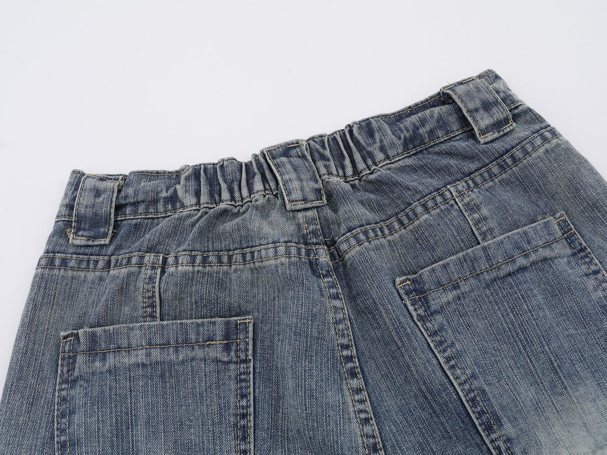 DAXUEN High-waisted wide-leg denim jeans in blue wash