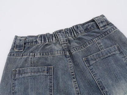 DAXUEN High-waisted wide-leg denim jeans in blue wash