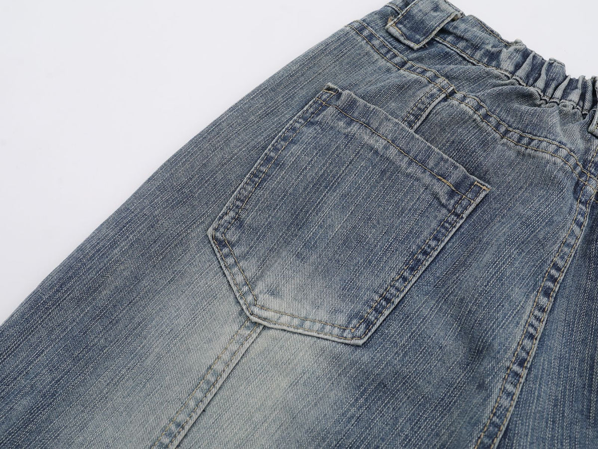 DAXUEN High-waisted wide-leg denim jeans in blue wash