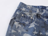 DAXUEN Wide-leg denim jeans with star print and distressed details