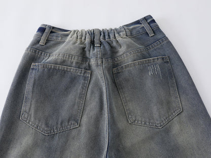 DAXUEN Wide-leg distressed denim pants