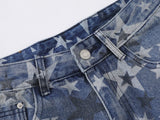 DAXUEN Wide-leg denim jeans with star print and distressed details