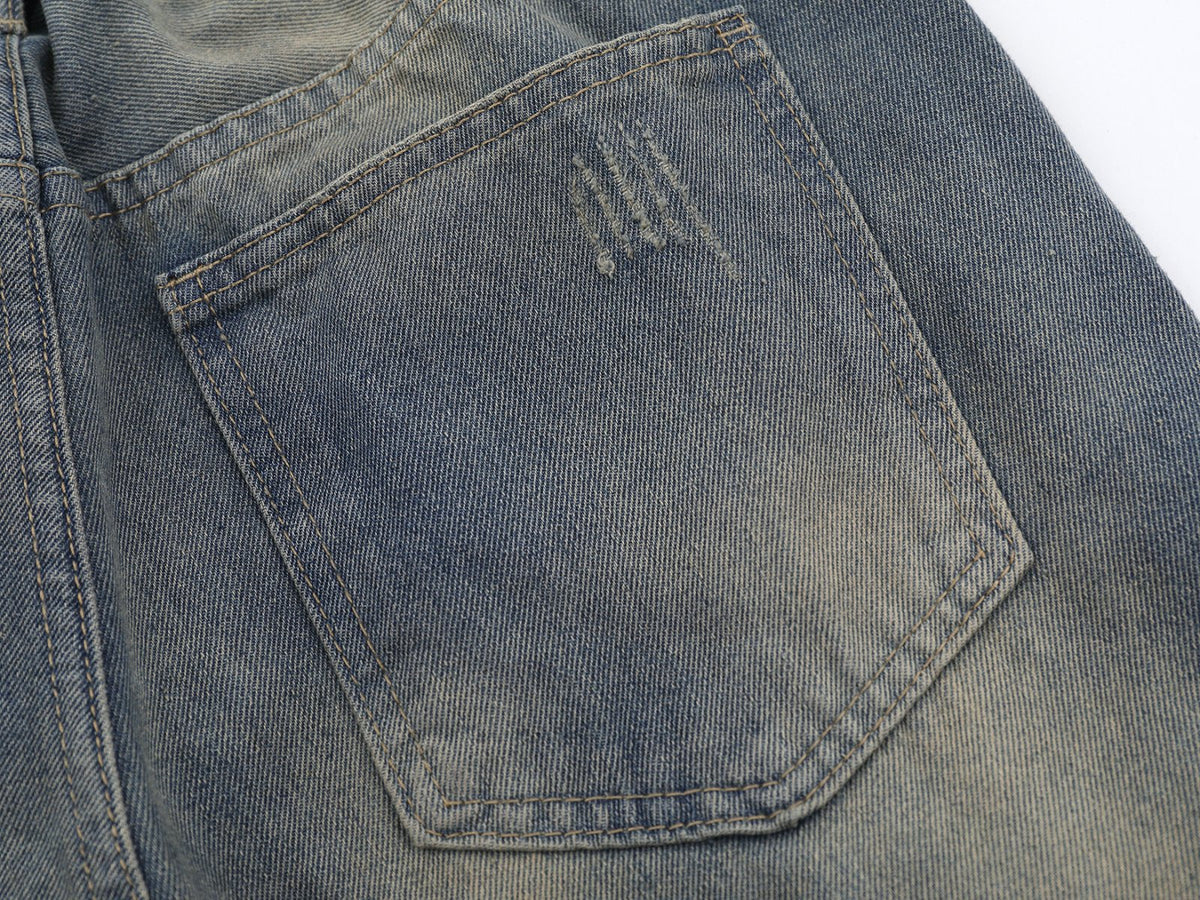 DAXUEN Wide-leg distressed denim pants