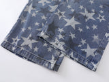DAXUEN Wide-leg denim jeans with star print and distressed details
