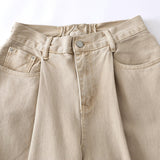 DAXUEN Beige high-waisted wide leg trousers
