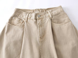 DAXUEN Beige high-waisted wide leg trousers