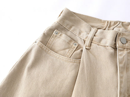 DAXUEN Beige high-waisted wide leg trousers