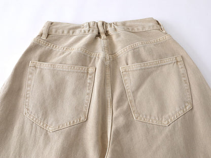 DAXUEN Beige high-waisted wide leg trousers