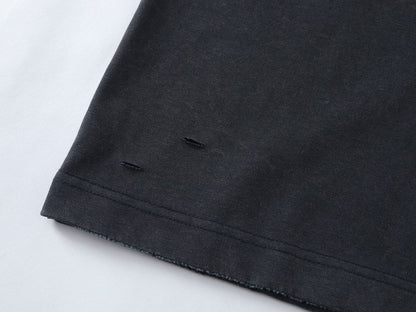 DAXUEN Distressed graphic t-shirt with raw edges