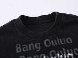 DAXUEN Black and blue Bang Ouluo graphic short-sleeved T-shirt