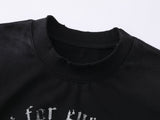 DAXUEN Distressed oversized crew-neck t-shirt with graphic prints