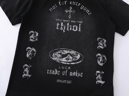 DAXUEN Distressed oversized crew-neck t-shirt with graphic prints