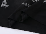DAXUEN Distressed oversized crew-neck t-shirt with graphic prints