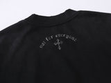 DAXUEN Distressed oversized crew-neck t-shirt with graphic prints