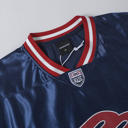 DAXUEN Oversized sports jersey t-shirt in navy blue and light blue