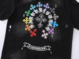 DAXUEN Gothic distressed oversized short-sleeved t-shirt