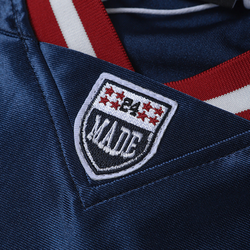 DAXUEN Oversized sports jersey t-shirt in navy blue and light blue