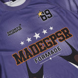 DAXUEN Purple short-sleeved graphic T-shirt with unique design