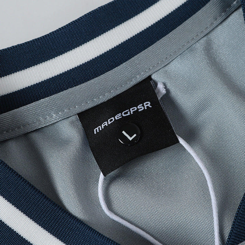 DAXUEN Oversized sports jersey t-shirt in navy blue and light blue