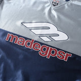DAXUEN Oversized sports jersey t-shirt in navy blue and light blue