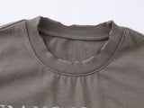 DAXUEN Distressed graphic T-shirt with raw-cut edges