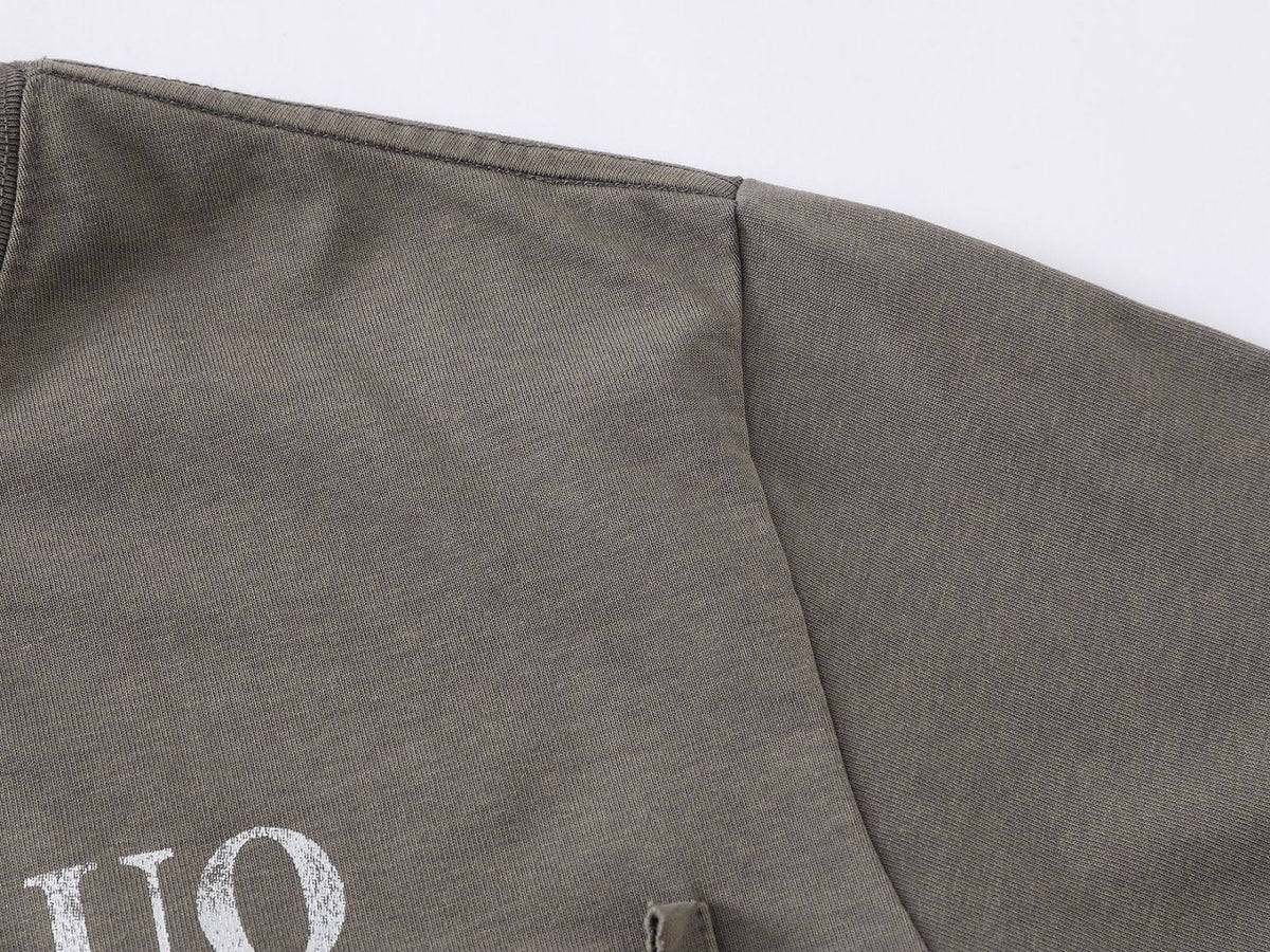 DAXUEN Distressed graphic T-shirt with raw-cut edges