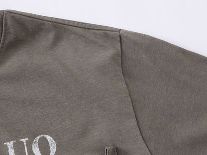 DAXUEN Distressed graphic T-shirt with raw-cut edges