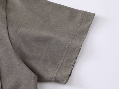 DAXUEN Distressed graphic T-shirt with raw-cut edges