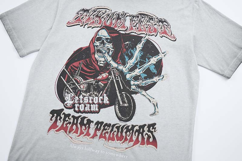 DAXUEN Oversized t-shirt with skull graphic and distressed text